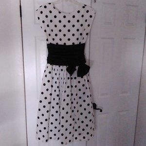 50s Inspired Dress Black & White Polka Dot Size Medium